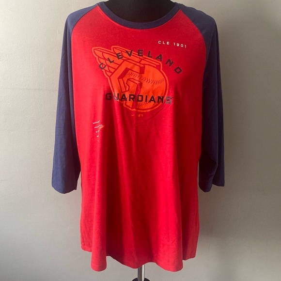Nike Tops - Nike Cleveland Guardians Baseball Tee 3/4 Sleeve Red & Blue Sz XXL NWOT